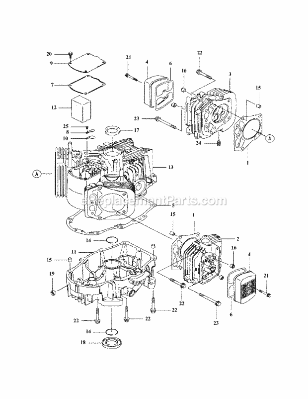 Fh721v-As15 Crankcase & Cylinder Heads Diagram and Parts List for M60-KW 53AB5DCX150 Cub Cadet Sprayer